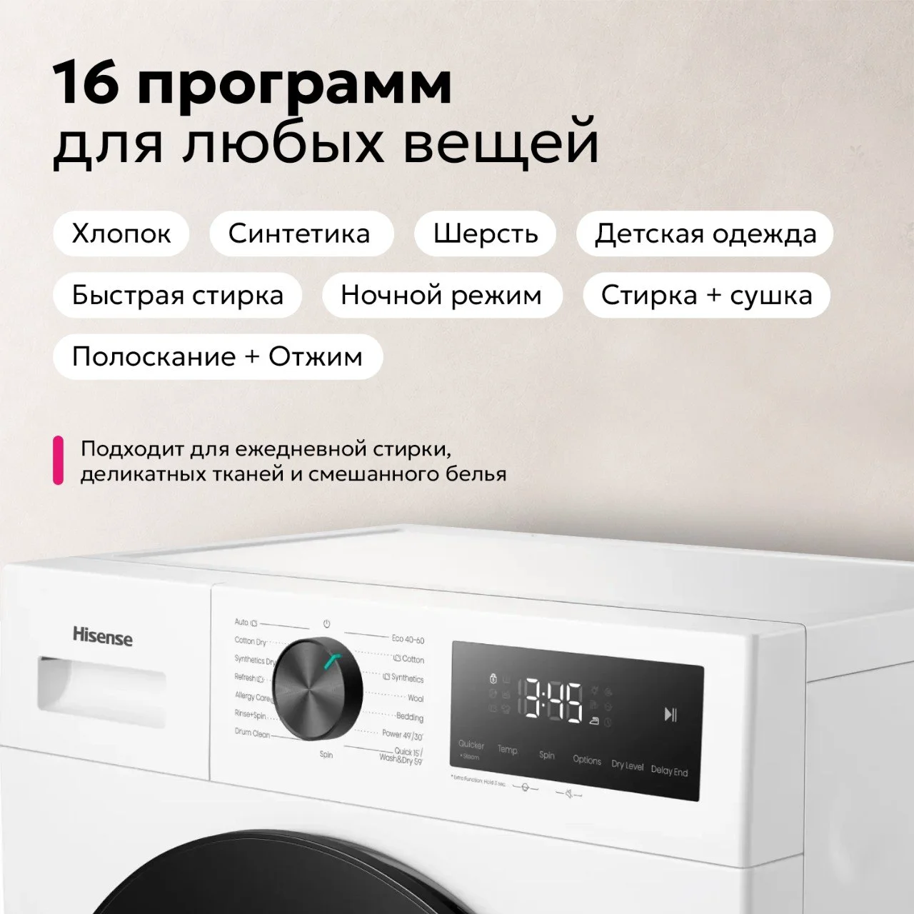 Стиральная машина с сушкой Hisense WD1I 8042 BWP2 59.5х51х84.5см белый