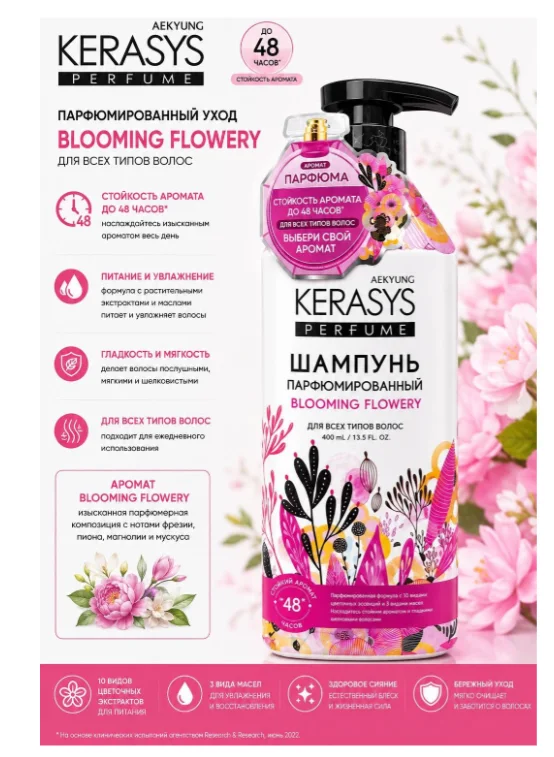 Шампунь KeraSys blooming flowery 400мл купить,NaN