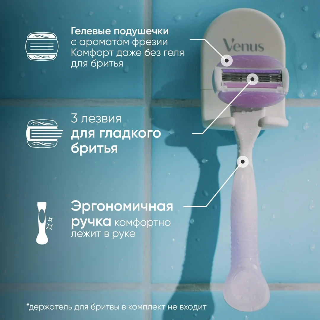 Бритвенный станок Gillette Venus Comfortglide Breeze + сменные кассеты 2 шт  купить,NaN