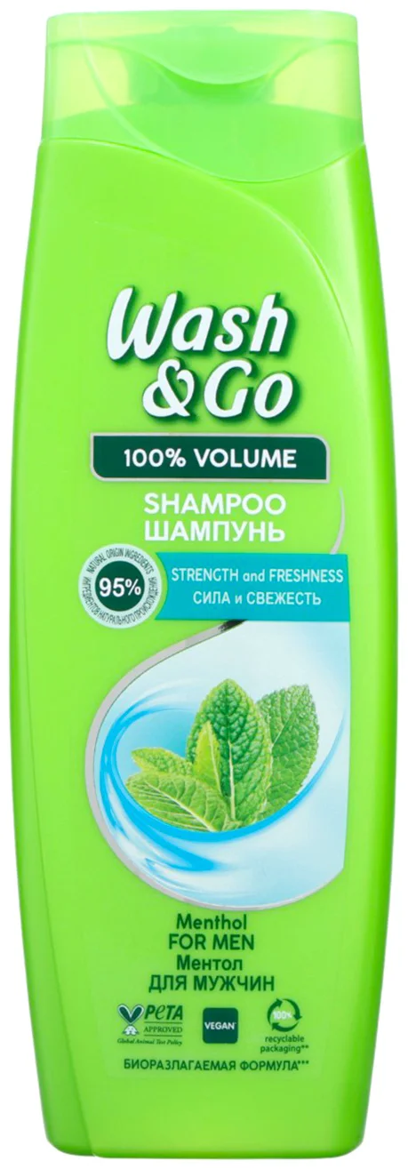 Шампунь Wash&Go сила и свежесть ментол 360 мл купить,NaN