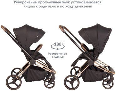Коляска универсальная 2 в 1 iLovi Softi GLD Black, черный, золотой купить,0