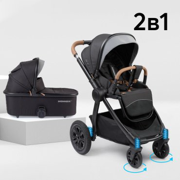 Коляска универсальная 2 в 1 Happy baby Mommer Pro, черный купить,NaN