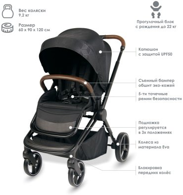 Коляска универсальная 2 в 1 iLovi Softi BLK Black, черный - ForteMarket Коляска универсальная 2 в 1 iLovi Softi BLK Black, черный купить,0