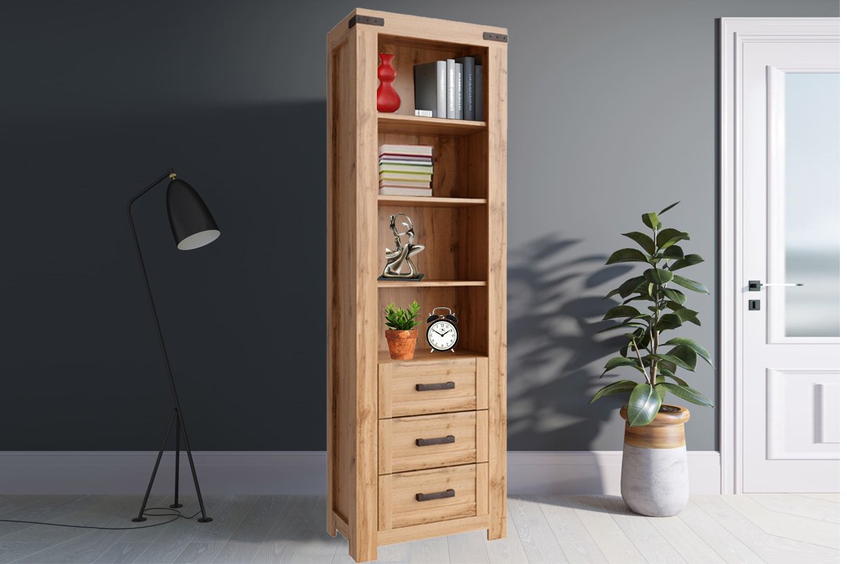 Шкаф книжный Анрэкс 3S дуб вотан купить,NaN