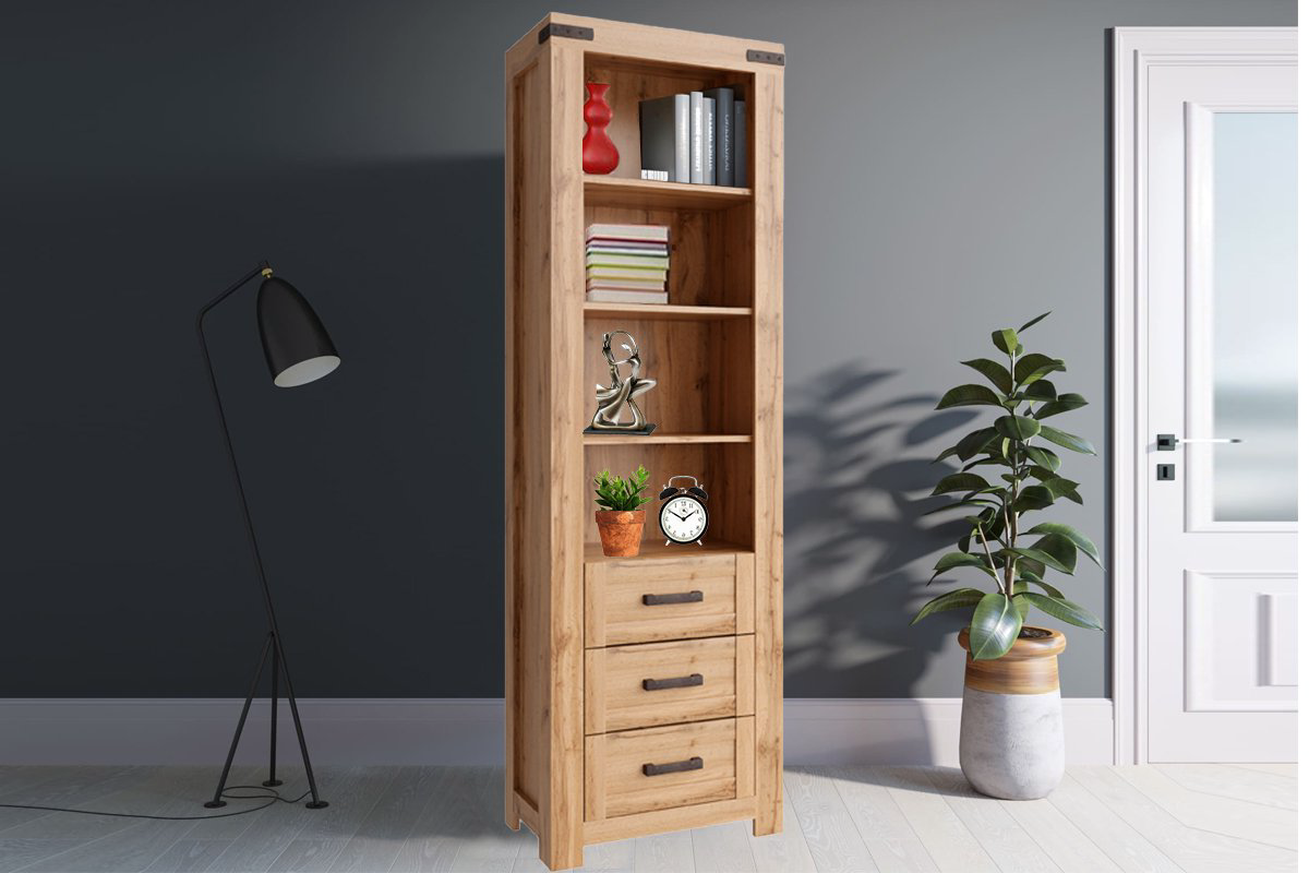 Шкаф книжный Анрэкс 3S дуб вотан купить,NaN