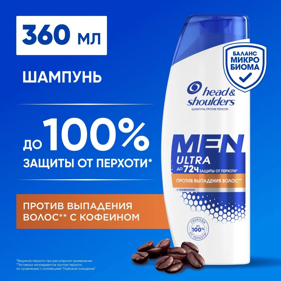 Шампунь Head&Shoulders Men Ultra против перхоти и выпадения волос c кофеином 360 мл купить,NaN
