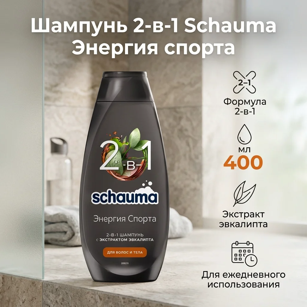 Шампунь Schauma энергия спорта эвкалипт 400мл купить,NaN