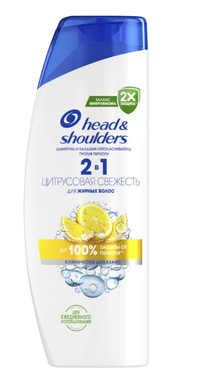 Шампунь-бальзам Head&Shoulders 2в1 против перхоти для жирных волос цитрусовая свежесть 360 мл купить,NaN