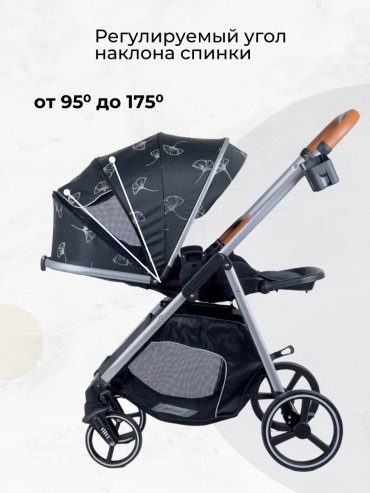 Коляска прогулочная Prego Leaves 9917, черный, серебристый - ForteMarket Коляска прогулочная Prego Leaves 9917, черный, серебристый купить,0