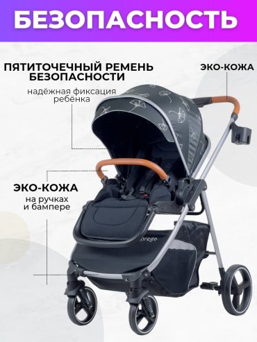 Коляска прогулочная Prego Leaves 9917, черный, серебристый - ForteMarket Коляска прогулочная Prego Leaves 9917, черный, серебристый купить,0