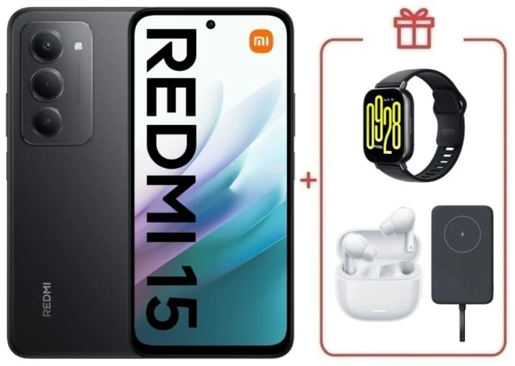 Смартфон Redmi 15 8 ГБ/256 ГБ черный + подарок купить,NaN