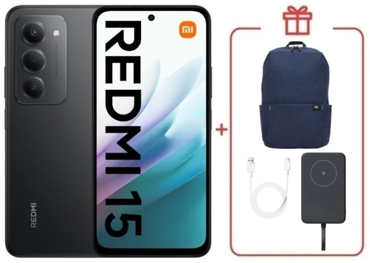 Смартфон Redmi 15 8 ГБ/256 ГБ черный + подарок купить,NaN