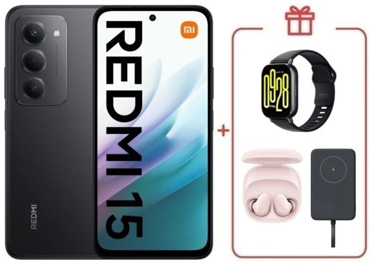 Смартфон Redmi 15 8 ГБ/256 ГБ черный + подарок купить,NaN