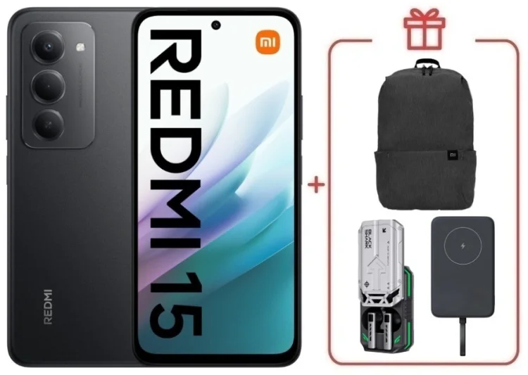 Смартфон Redmi 15 8 ГБ/256 ГБ черный + подарок купить,NaN