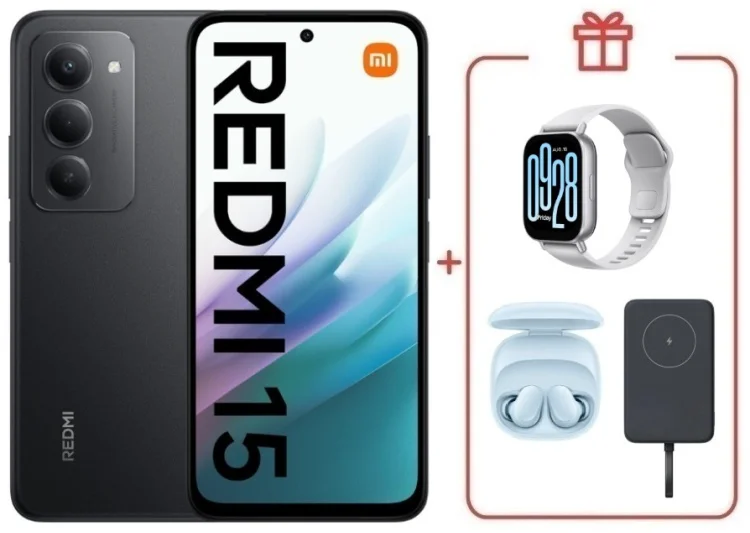 Смартфон Redmi 15 8 ГБ/256 ГБ черный + подарок купить,NaN