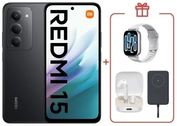 Смартфон Redmi 15 8 ГБ/256 ГБ черный + подарок купить,NaN