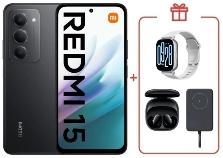 Смартфон Redmi 15 8 ГБ/256 ГБ черный + подарок купить,NaN
