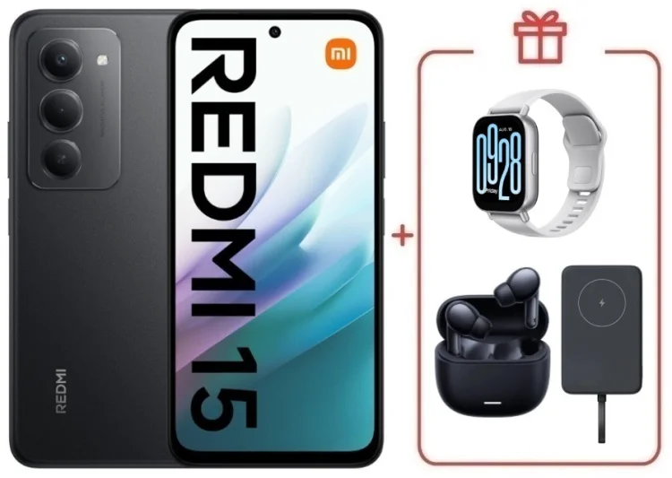 Смартфон Redmi 15 8 ГБ/256 ГБ черный + подарок купить,NaN
