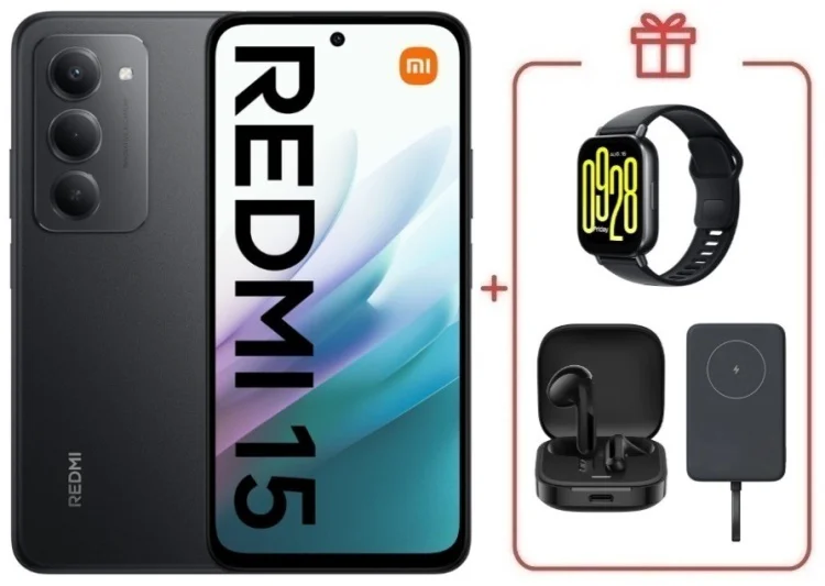 Смартфон Redmi 15 8 ГБ/256 ГБ черный + подарок купить,NaN