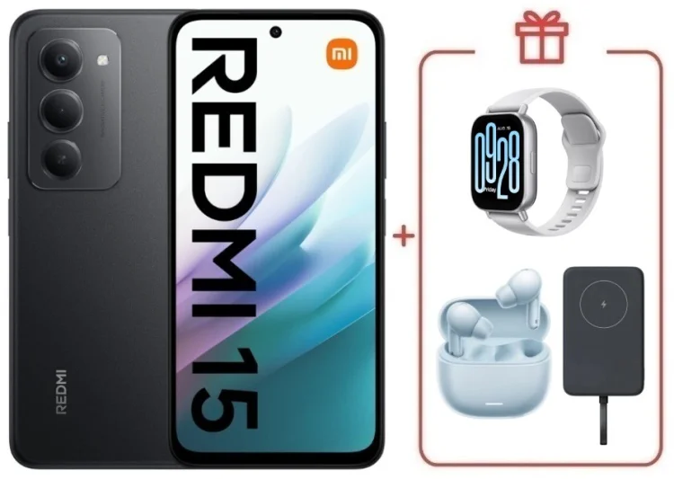Смартфон Redmi 15 8 ГБ/256 ГБ черный + подарок купить,NaN