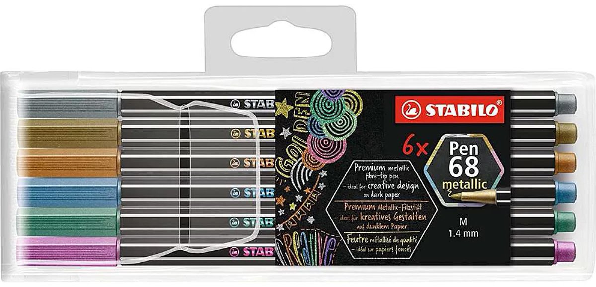 Набор фломастеров STABILO Pen 68, цвета металлик, 6 цветов