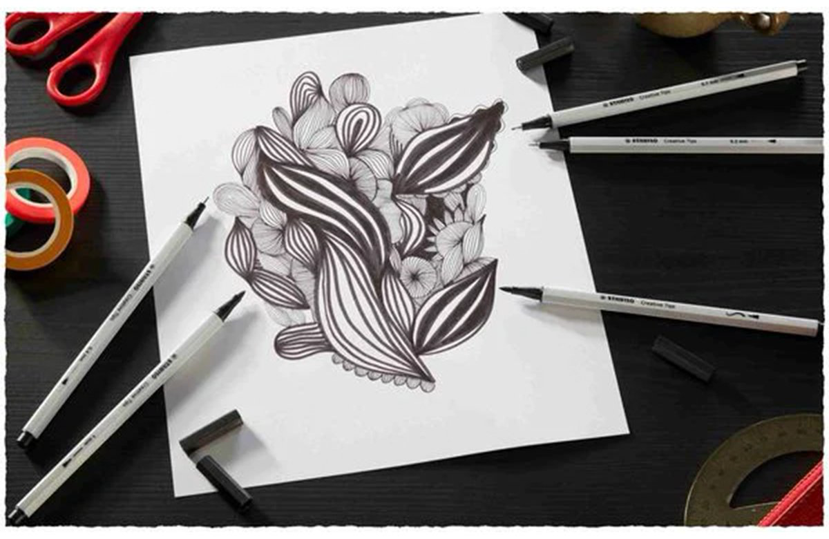 Ручка капиллярная STABILO Creative Tips ARTY 89/5-1-20 5 шт, 0.7 мм, цвет чернил черный купить,NaN