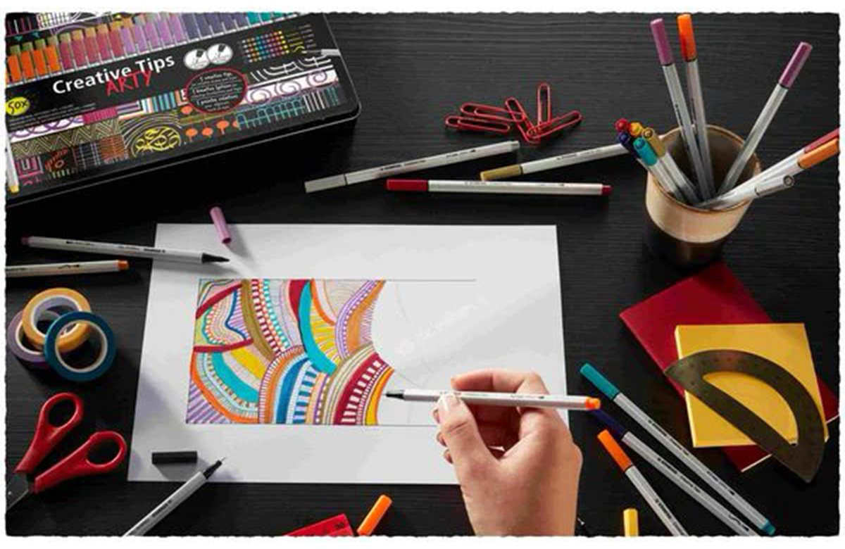 Ручка капиллярная STABILO Creative Tips ARTY 89/5-1-20 5 шт, 0.7 мм, цвет чернил черный купить,NaN