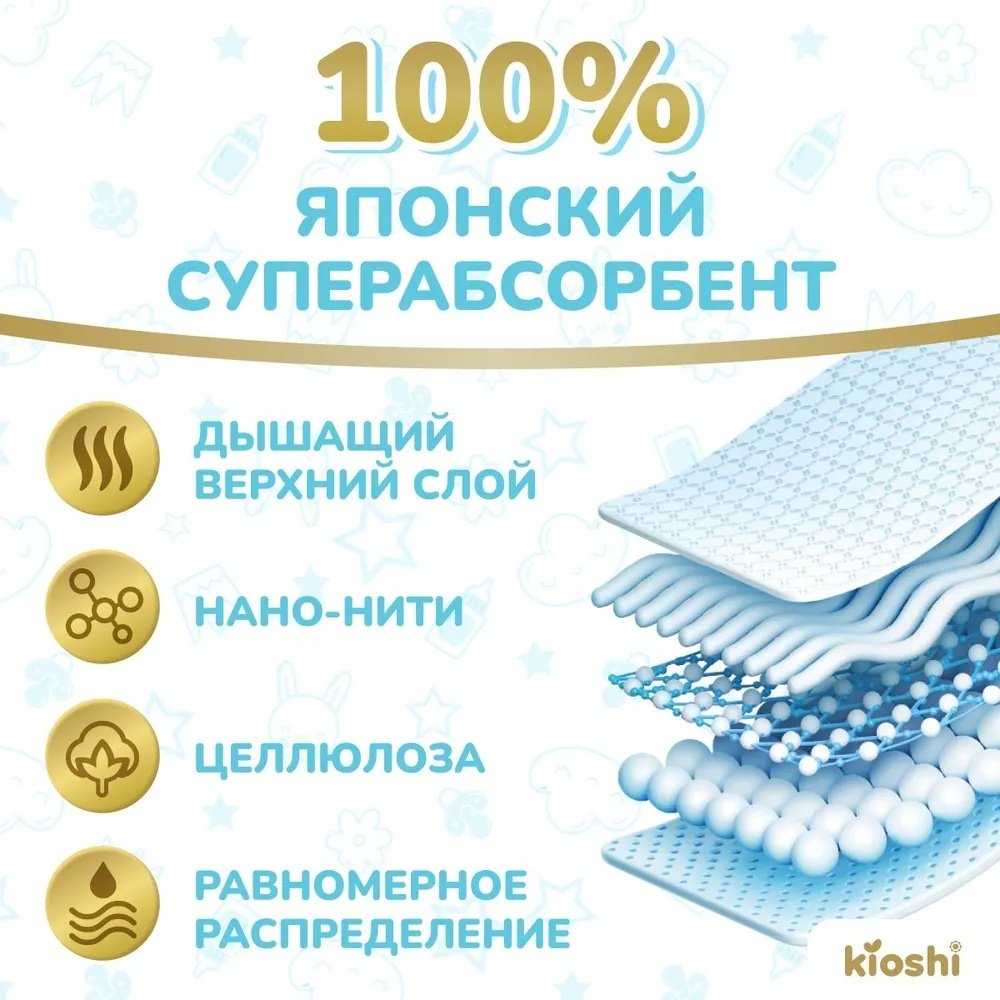Подгузники Kioshi Premium M, 38 шт купить,0