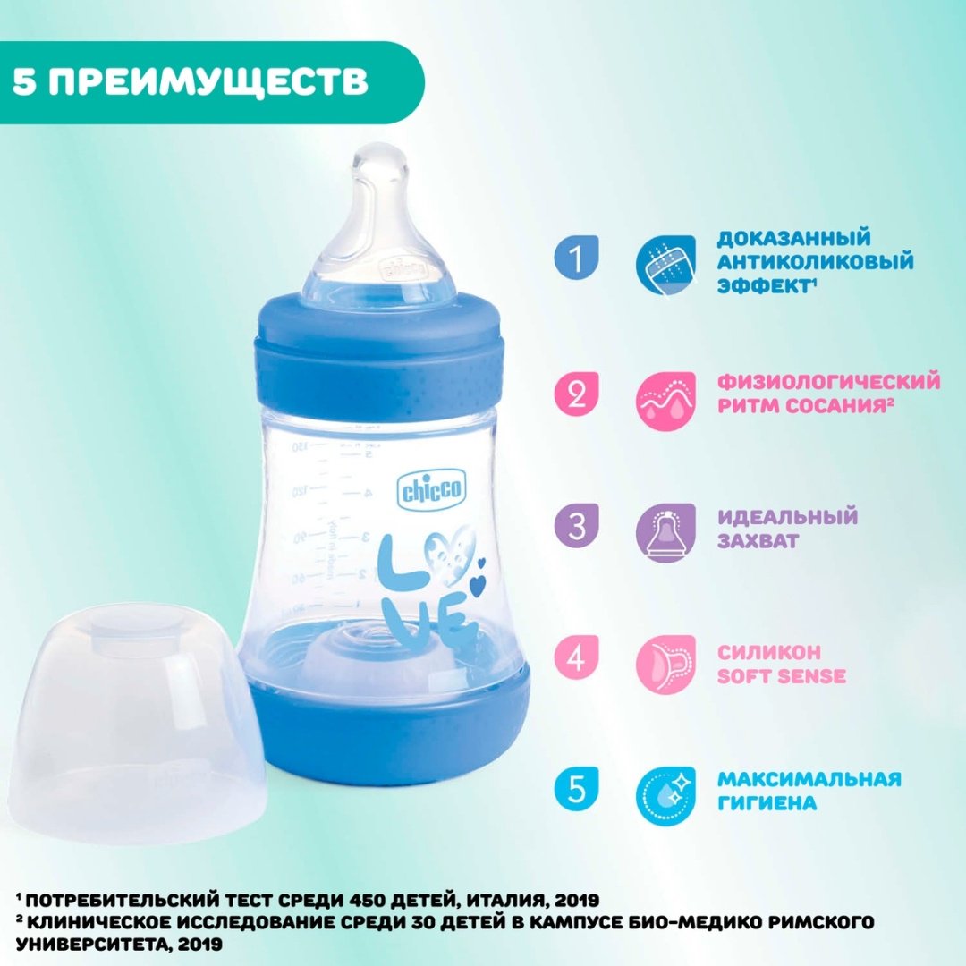 Бутылочка Chicco 00020211210040 150 мл голубой купить,0