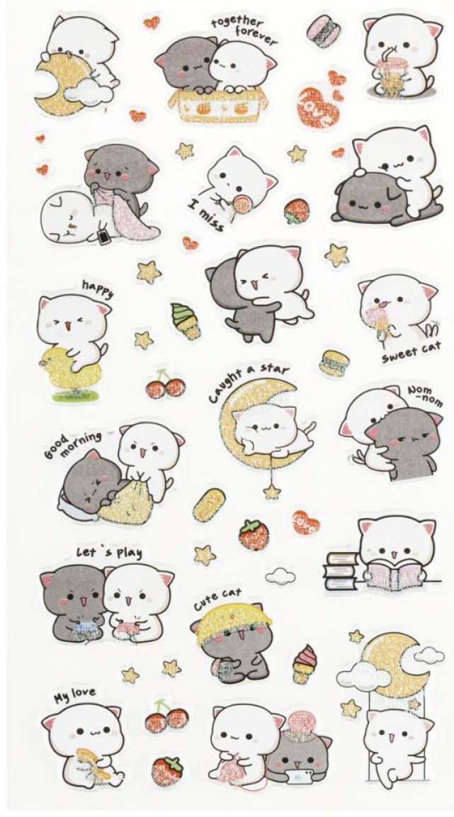 Наклейки объемные MESHU &#34;Cute kittens&#34;, 10*23см, с блестками, пакет европодвес купить,0