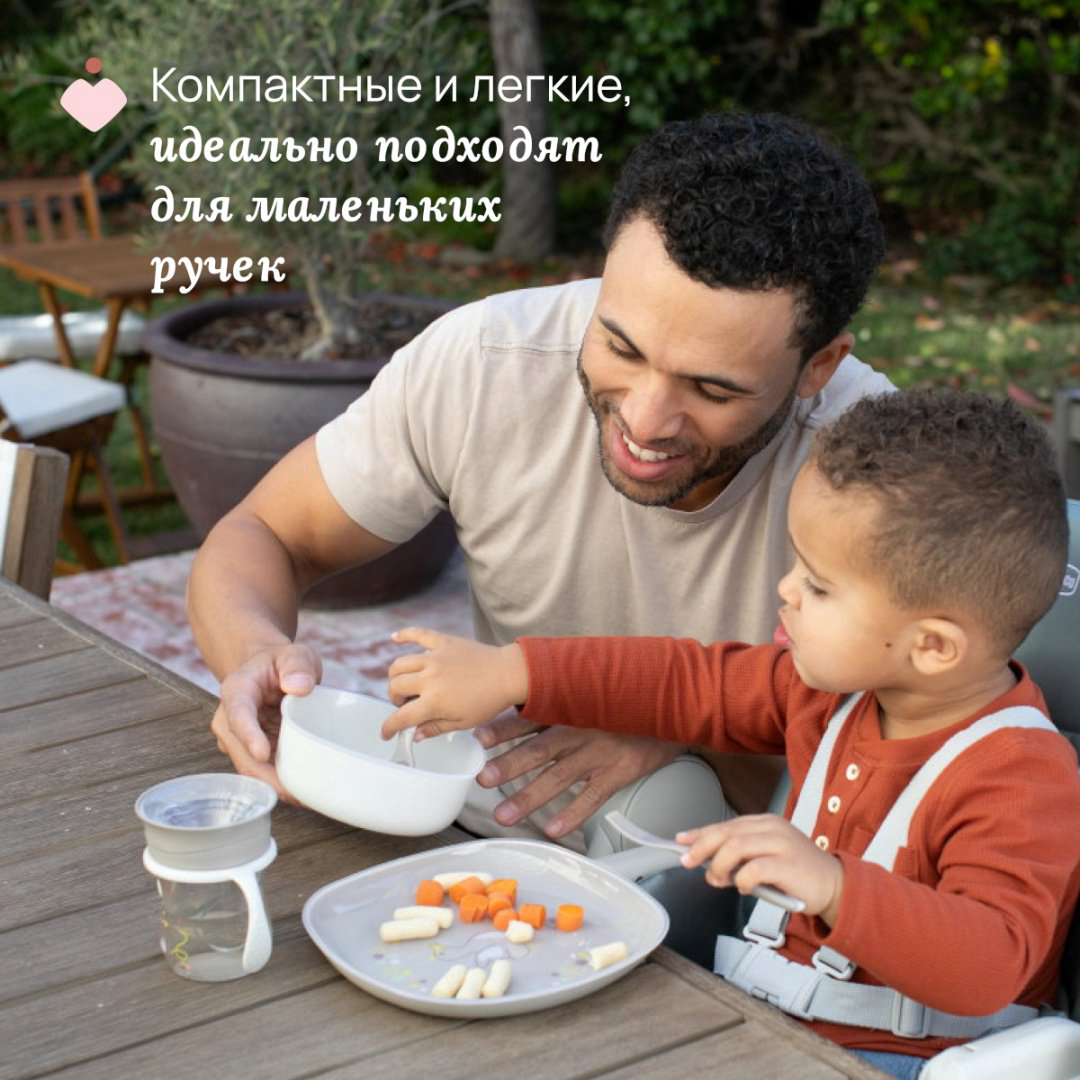 Набор столовых приборов Chicco 00016101350000 , пластик/силикон, серый купить,NaN