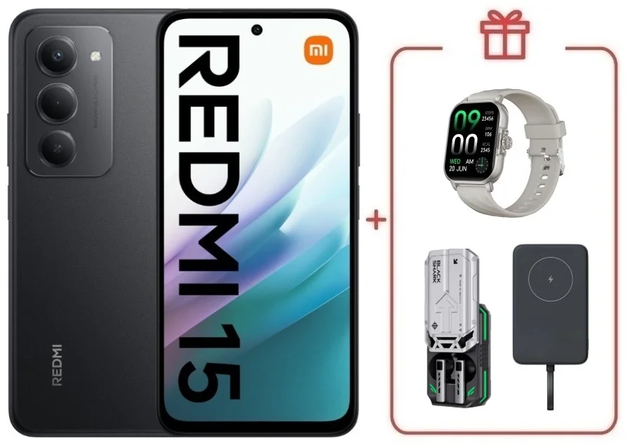 Смартфон Xiaomi Redmi 15 8/256GB черный + подарок купить,NaN