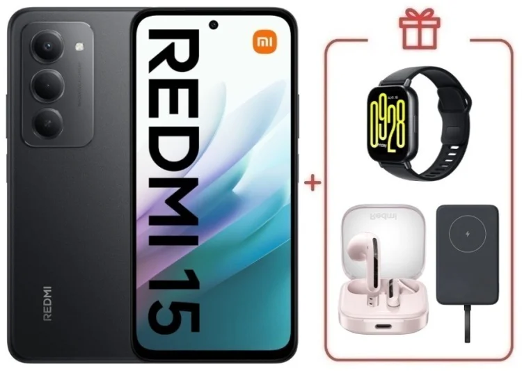 Смартфон Xiaomi Redmi 15 8/256GB черный + подарок купить,NaN