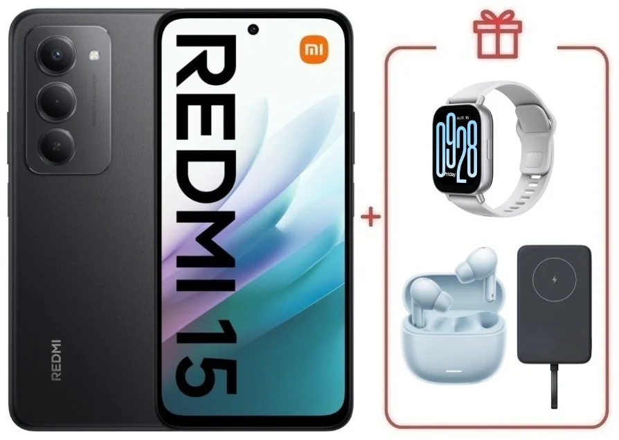 Смартфон Xiaomi Redmi 15 8/256GB черный + подарок купить,NaN