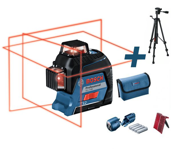 Лазерный нивелир Bosch GLL 3-80 C AA + BT 150 L-Boxx ready 0601063R01 синий купить,287100