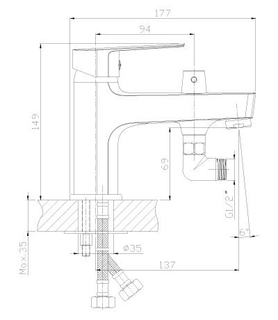 Смеситель Rossinka S35-38 хром купить,NaN