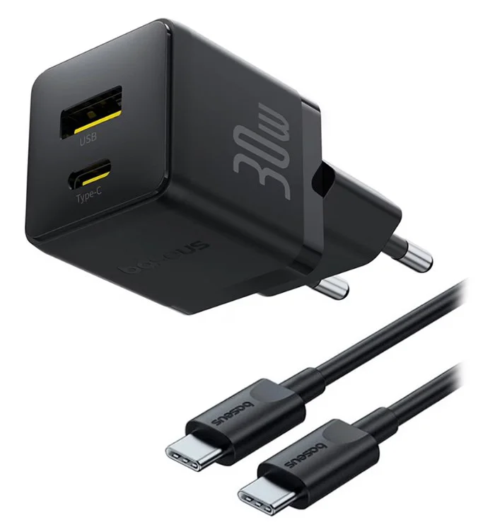 Зарядное устройство Baseus Palm C+U 30W + кабель USB Type-C Cluster Black купить,NaN
