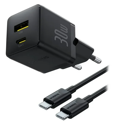 Зарядное устройство Baseus Palm C+U 30W + кабель USB Type-C Cluster Black