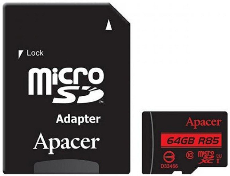 Карта памяти Apacer AP64GMCSX10U8-R + adapter SD