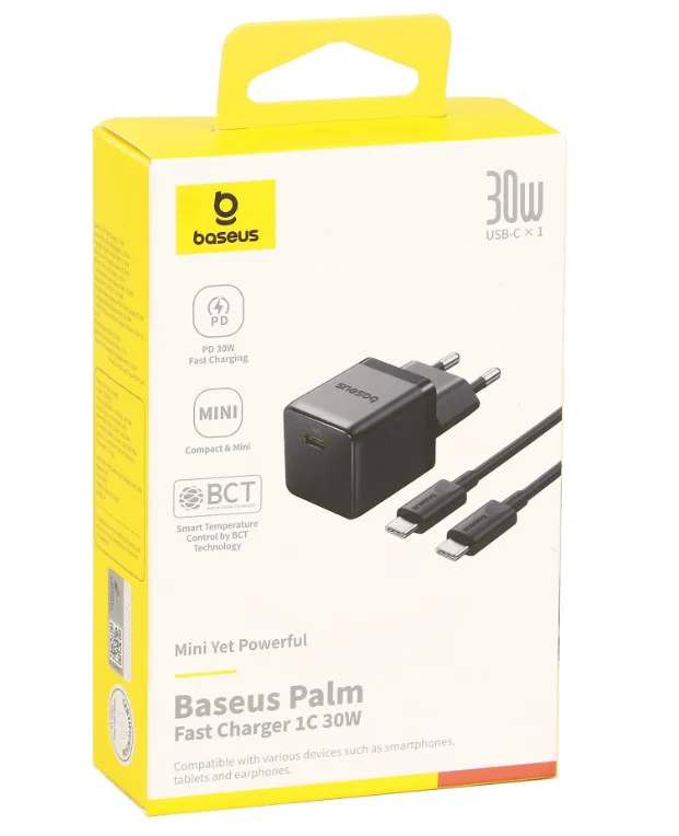 Зарядное устройство Baseus Palm 1C 30W + кабель USB Type-C Cluster Black купить,NaN