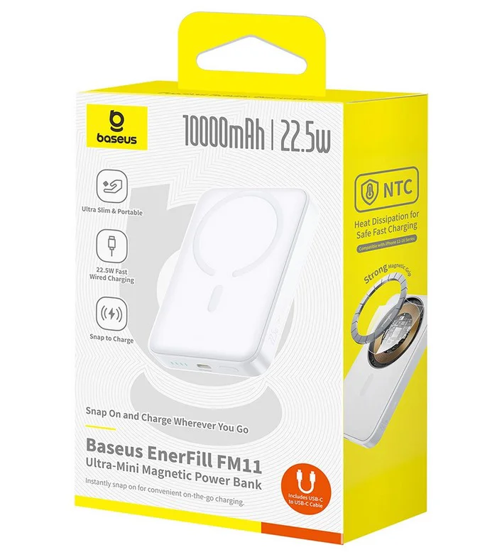 Power Bank Baseus EnerFill FM11 Ultra-Mini PPFM11-1022 P1008210E213-00 10000 mAh Moon White