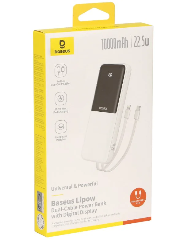 Power bank Baseus Lipow Digital Display PPJP311 P10079101213-00 10000 mAh Moon White