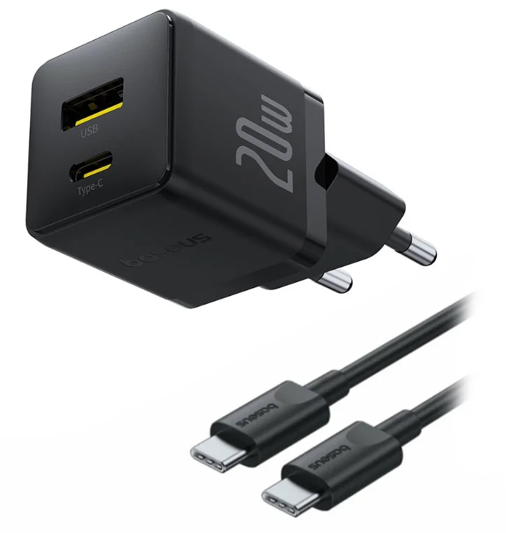 Зарядное устройство Baseus Palm C+U 20W + кабель USB Type-C CCZC20UE P10111608113-01 Cluster Black