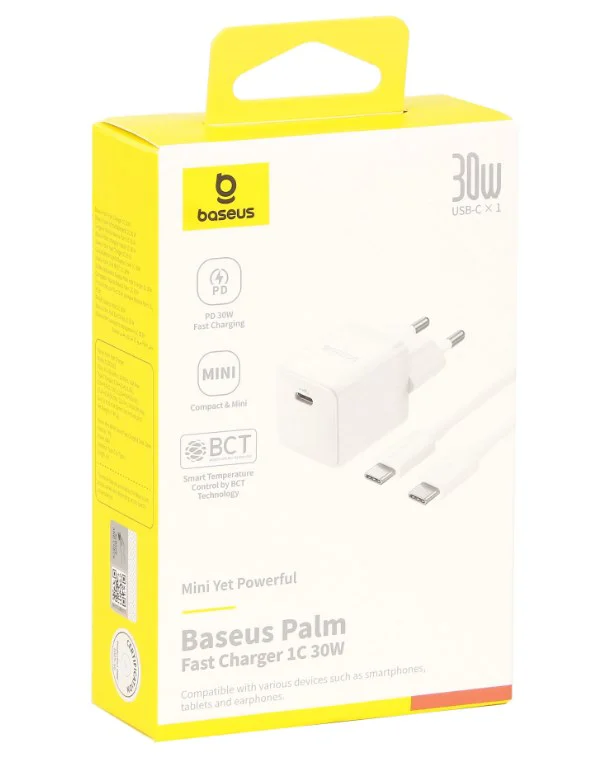 Зарядное устройство Baseus Palm 1C 30W + кабель USB Type-C CCZC30CE  P10111605213-01 Moon White купить,NaN