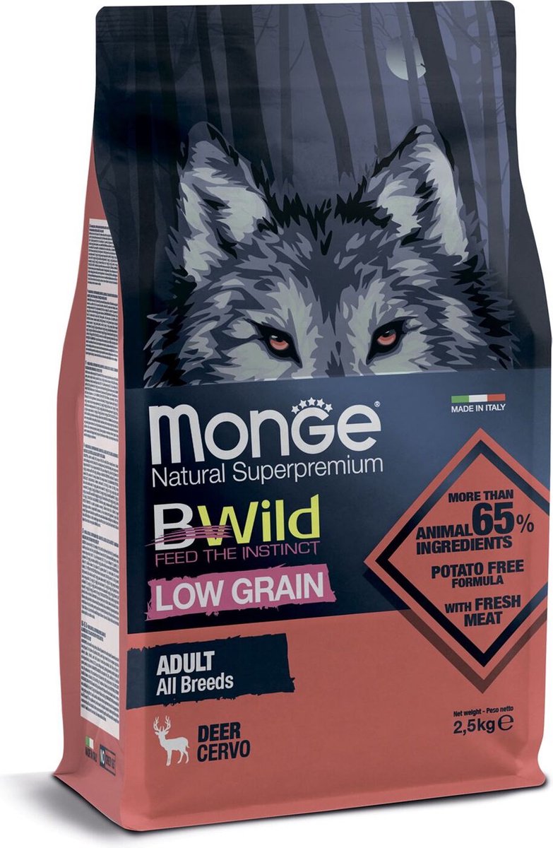 Сухой корм Monge BWild Low Grain All Breeds Adult с олениной 2.5кг