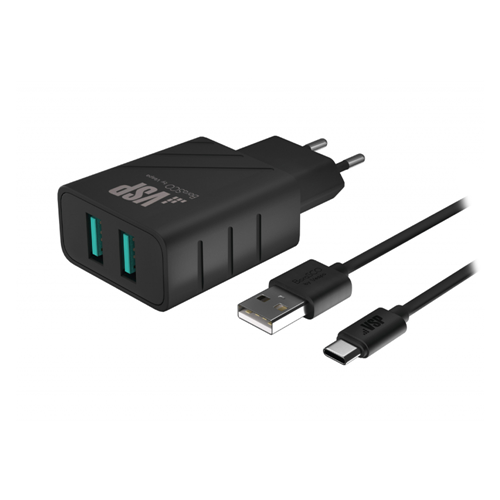 Зарядное устройство Borasco 2 USB 2.4A черное купить,4490