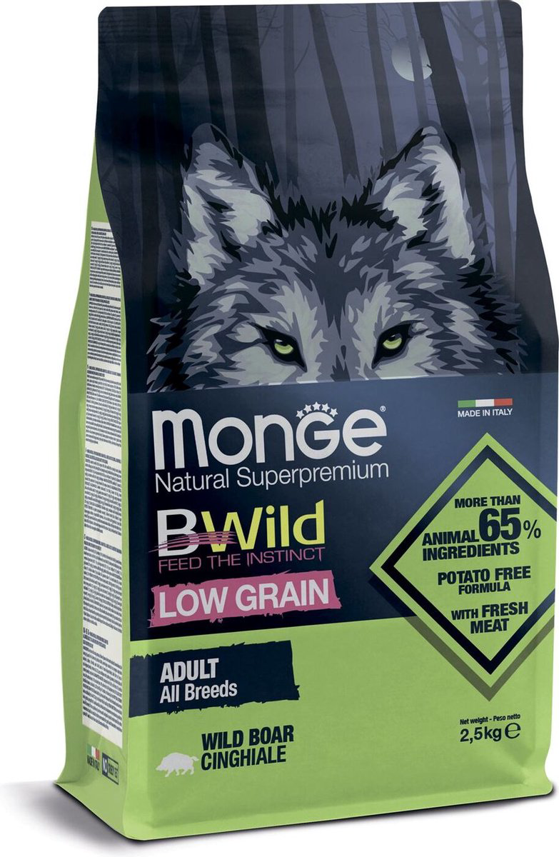 Сухой корм Monge Bwild Low Grain All Breeds Adult с кабаном 2.5кг купить,NaN