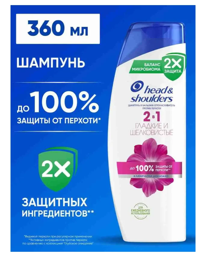 Шампунь-бальзам Head&Shoulders против перхоти гладкие и шелковистые 360 мл купить,NaN