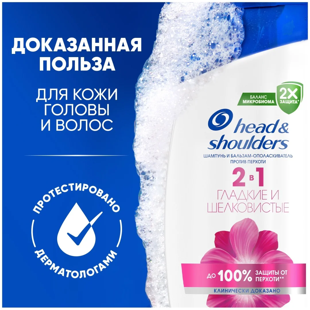 Шампунь-бальзам Head&Shoulders против перхоти гладкие и шелковистые 360 мл купить,NaN