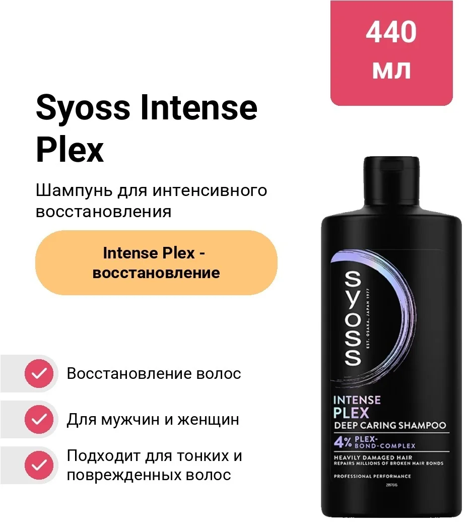 Шампунь Syoss Intense Plex KZ 440мл купить,NaN